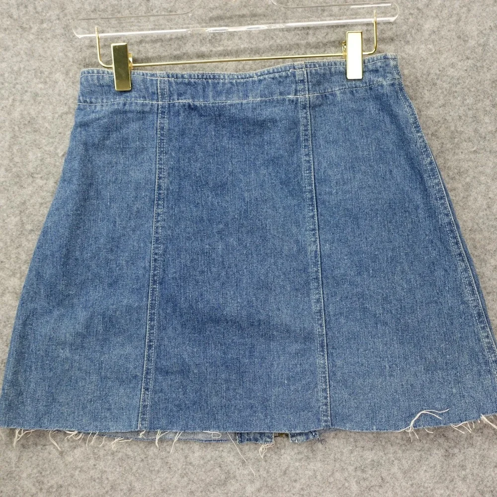 Vintage 90s Y2K Indie Grunge Skirt Women SMALL 4 Blue Cargo Denim Frayed EXPRESS